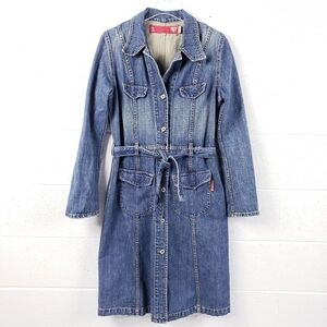 Guess Blue Denim Long Sleeve Shirt Dress